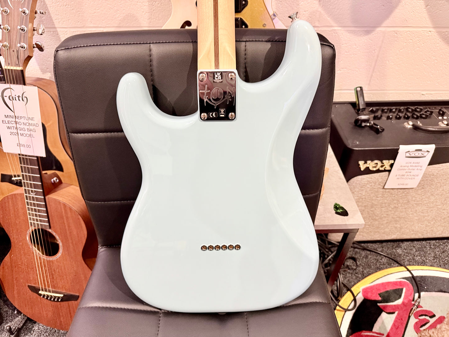 🌟2023🌟 Fender Tom Delonge Stratocaster~ Daphne Blue Signature~ Mexican Strat!