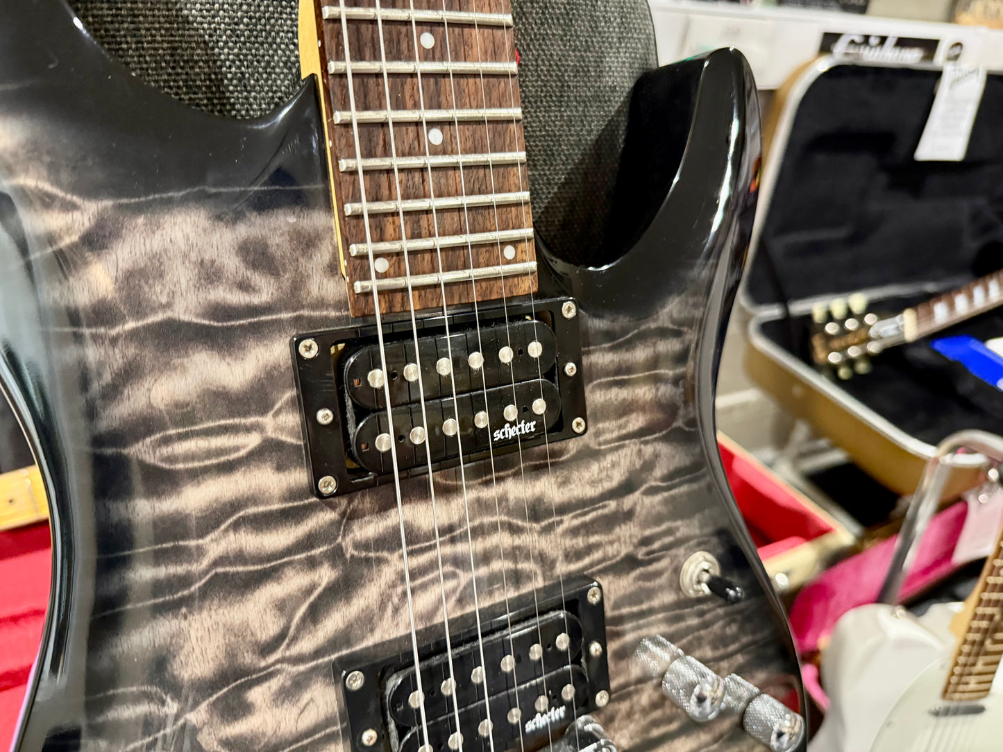 🔥EX-DEMO🔥 Schecter C-6 Plus Trans Black Charcoal Burst~ Diamond Series Guitar!