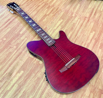 🔥2025🔥 Ibanez FRH20QMN Wine Red Low Gloss Nylon Electro Acoustic Guitar!