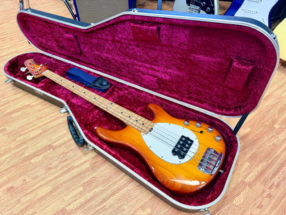 🇺🇸 Ernie Ball Music Man StingRay 4H 3EQ USA~ Honey Burst~ 2000 + Case 🇺🇸
