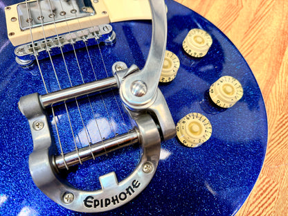 ✨RARE✨ 1997 Epiphone Les Paul~ Limited Edition Blue Sparkle~ Korea Bigsby Trem!