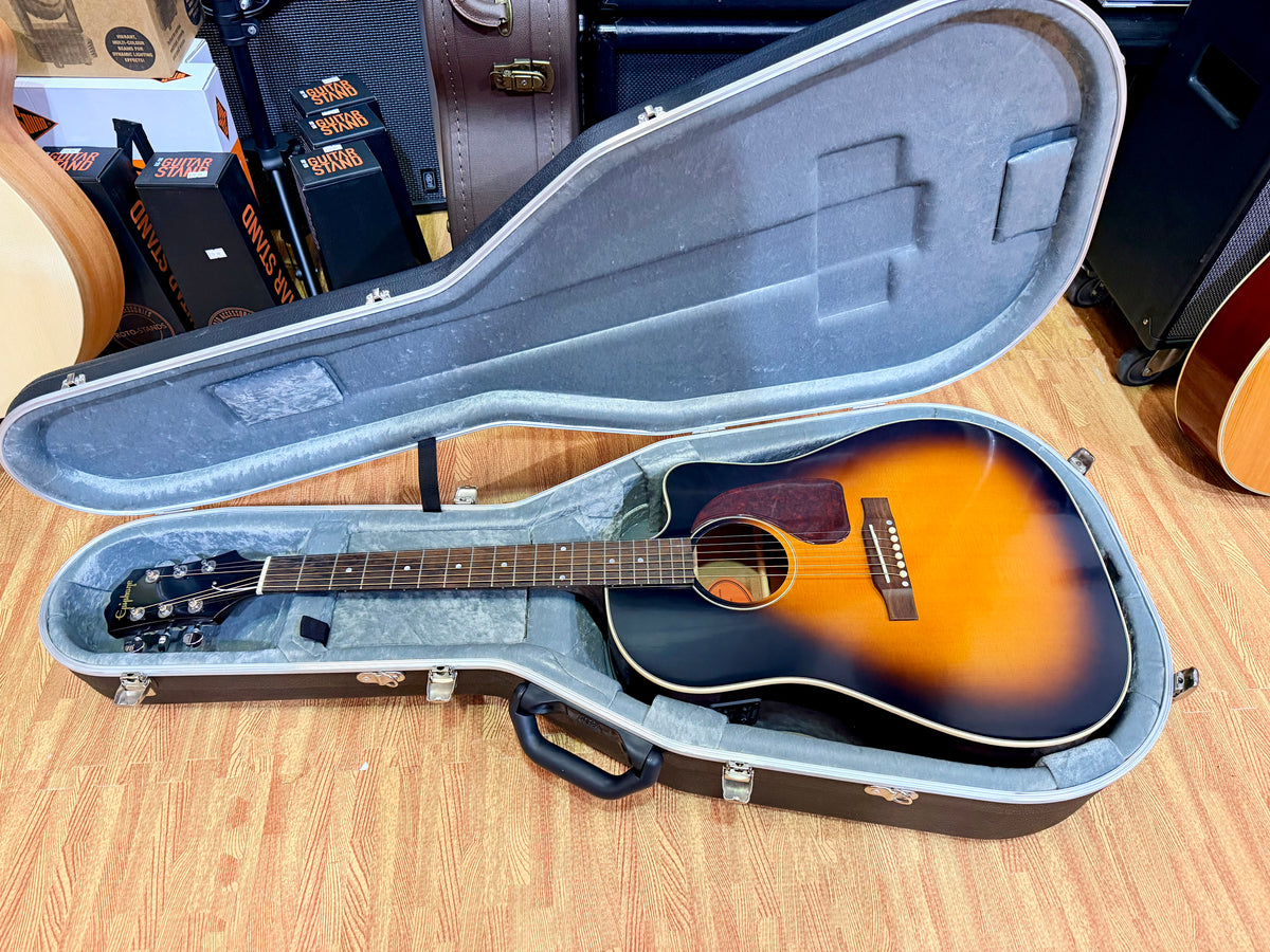 Epiphone Inspired by Gibson J-45 Cutaway Electro-Acoustic~ Hiscox Case~ Sunburst