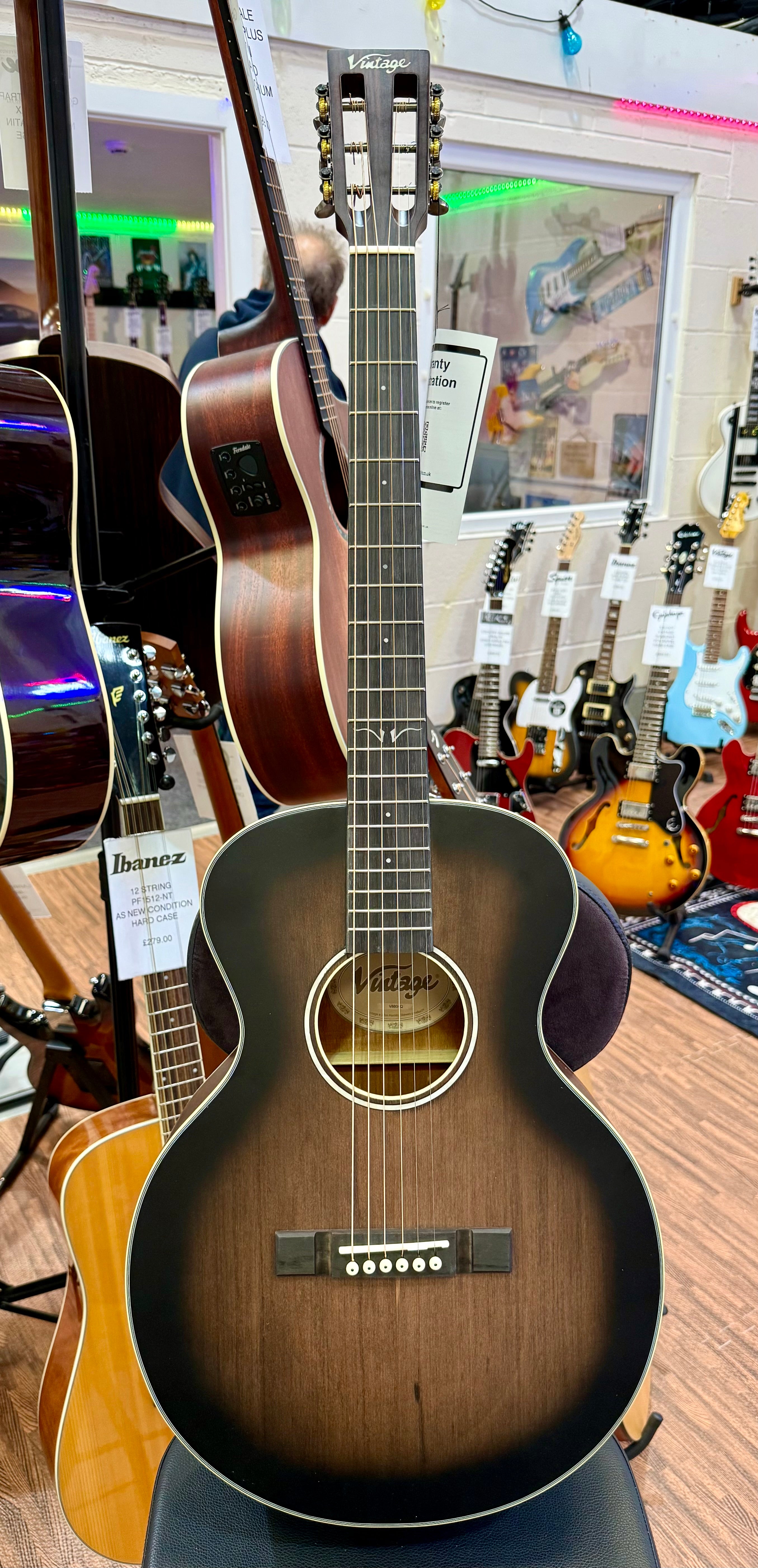 🌟NEW FOR 2025🌟 Vintage Historic Series 'Parlour' Acoustic Guitar ~ Aged Finish