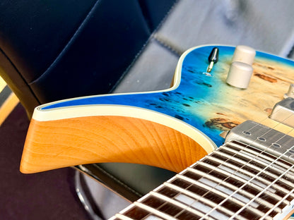 🔥2021🔥 Dean Exile Select 6 Hardtail~ Turquoise Burst Poplar Burl~ EMG Active!