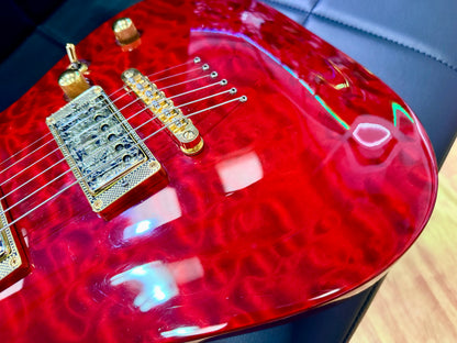 🔥2012🔥 ESP LTD MH-100QM NT See Thru Black Cherry~ Gold Hardware Guyker Lockers