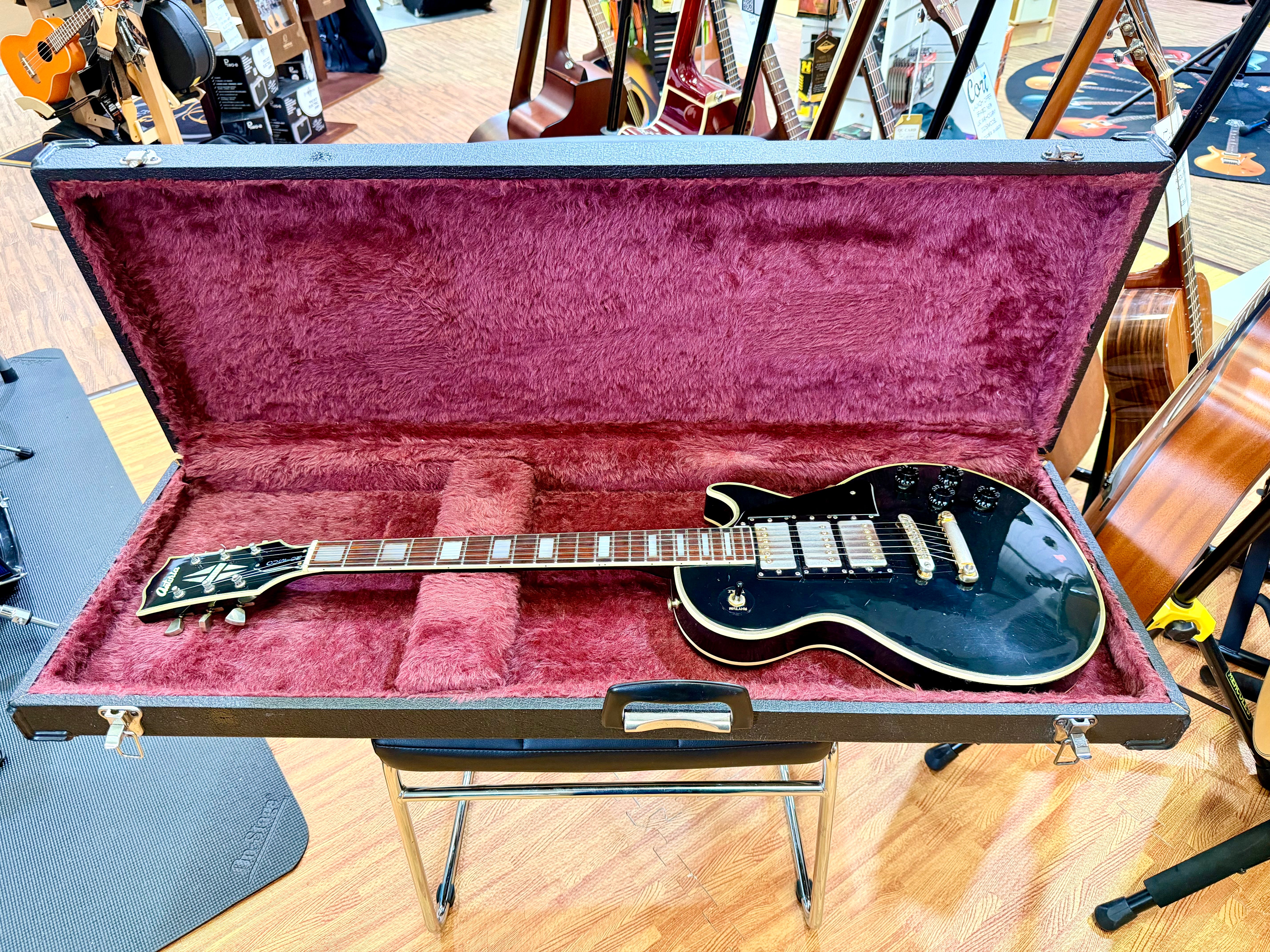 🇯🇵 RARE 🇯🇵 1970s Antoria Les Paul Custom~ Black Beauty 3 Pickup MIJ Japan!