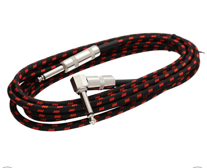 Citronic Braided Instrument Cable Straight/Angle Guitar Lead- Black & Red 6m