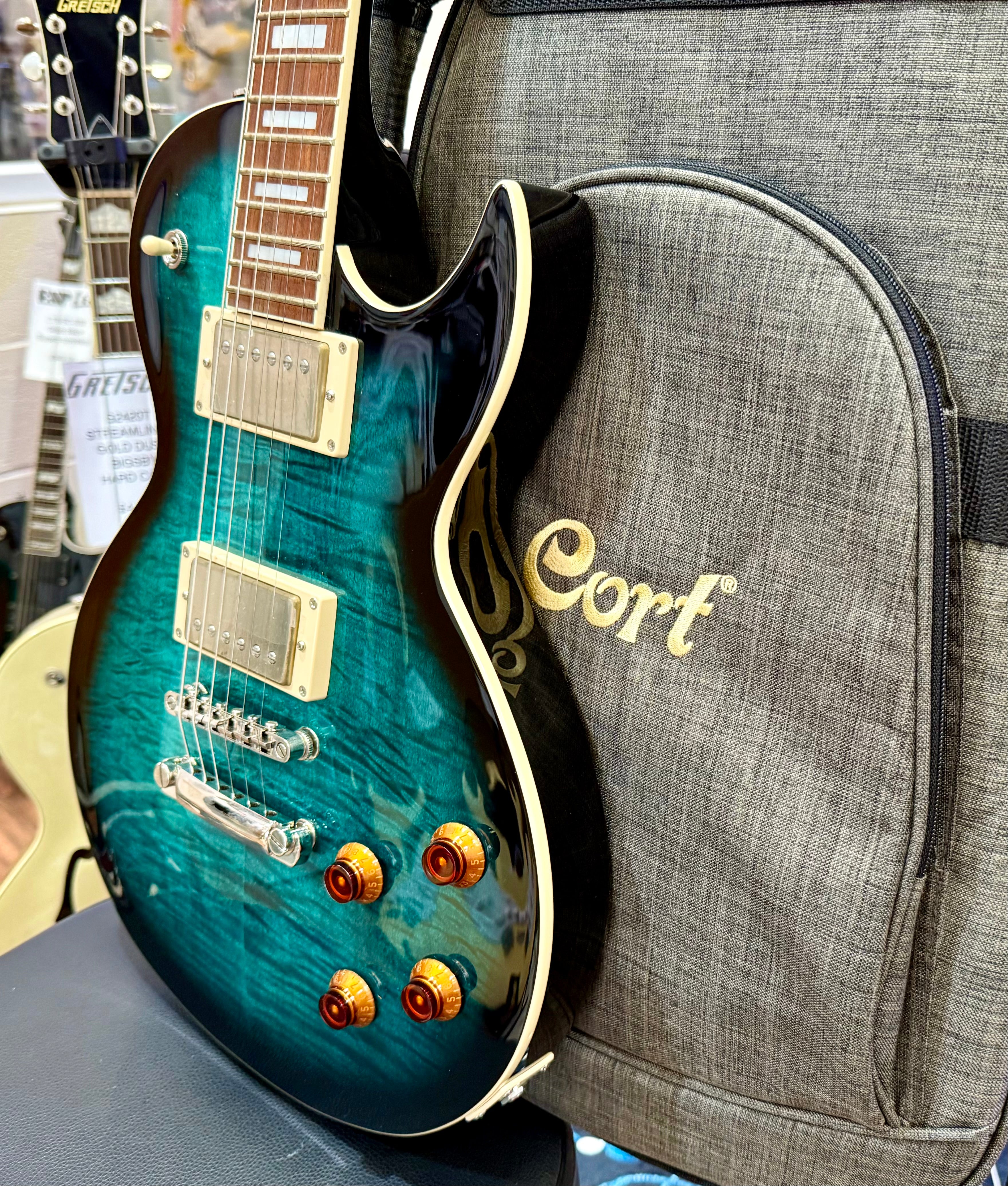 🌟 2025 LAUNCH OFFER 🌟 Cort CR250 Les Paul Guitar~ Dark Blue Burst + BAG!