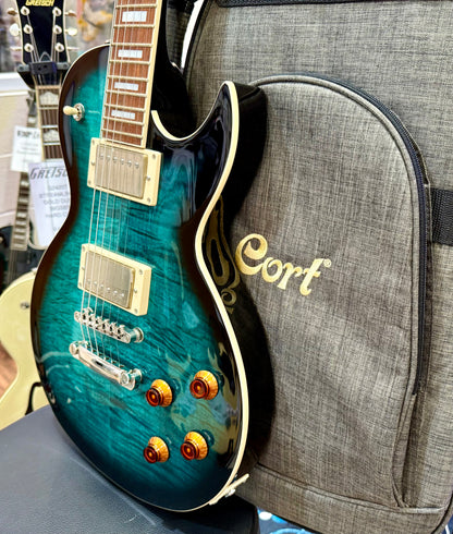🌟 2025 LAUNCH OFFER 🌟 Cort CR250 Les Paul Guitar~ Dark Blue Burst + BAG!