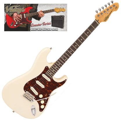 Vintage V60 Coaster Series Electric Guitar Starter Pack Bundle~ Vintage White