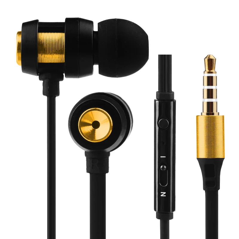 Volkano Alloy Series Metallic Finish Earphones With Microphone & Call Function - Gold