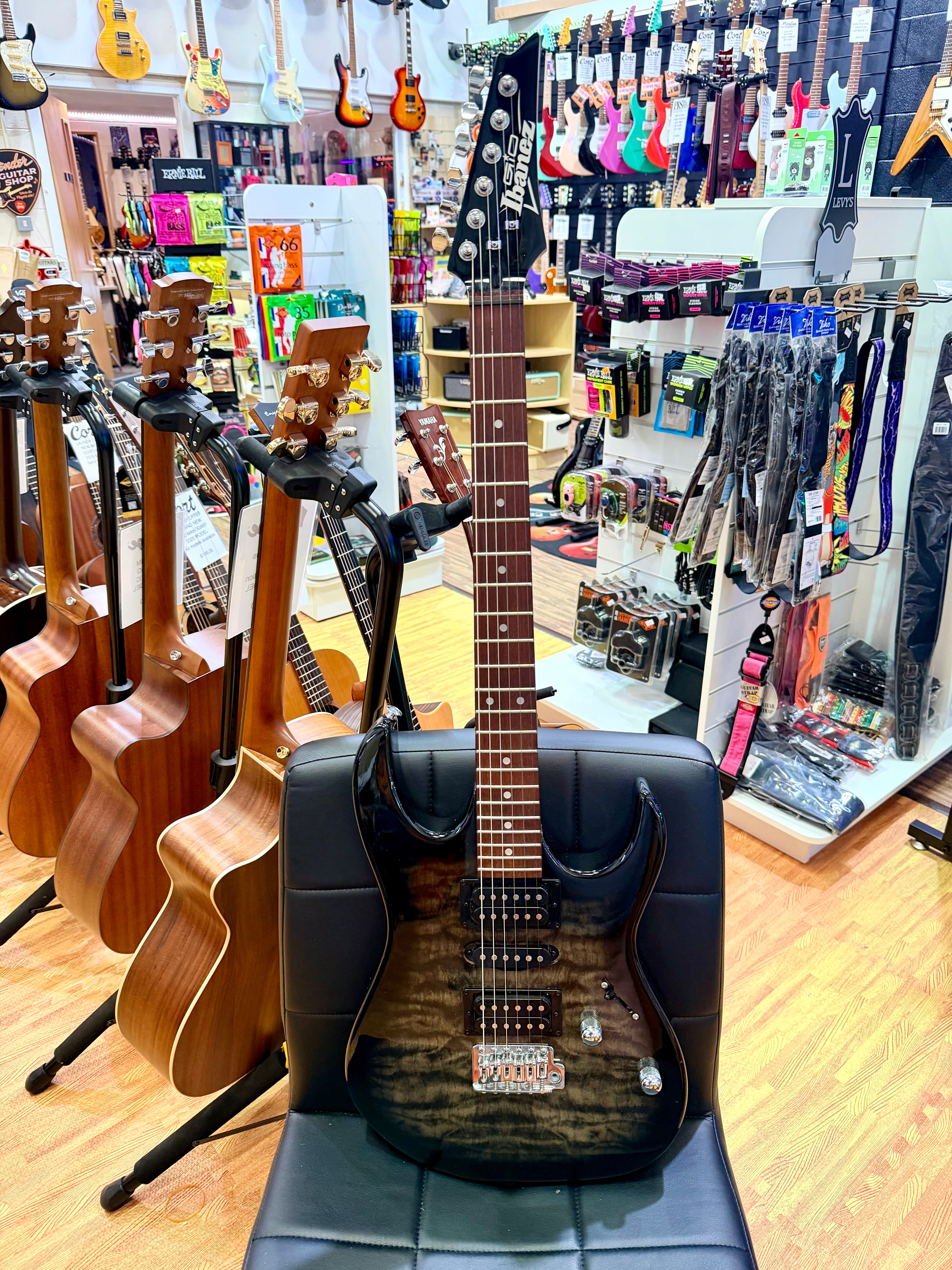 🔥 Ibanez GRX70QA-TKS Transparent Black Burst~ Electric Guitar~2021 Model 🔥