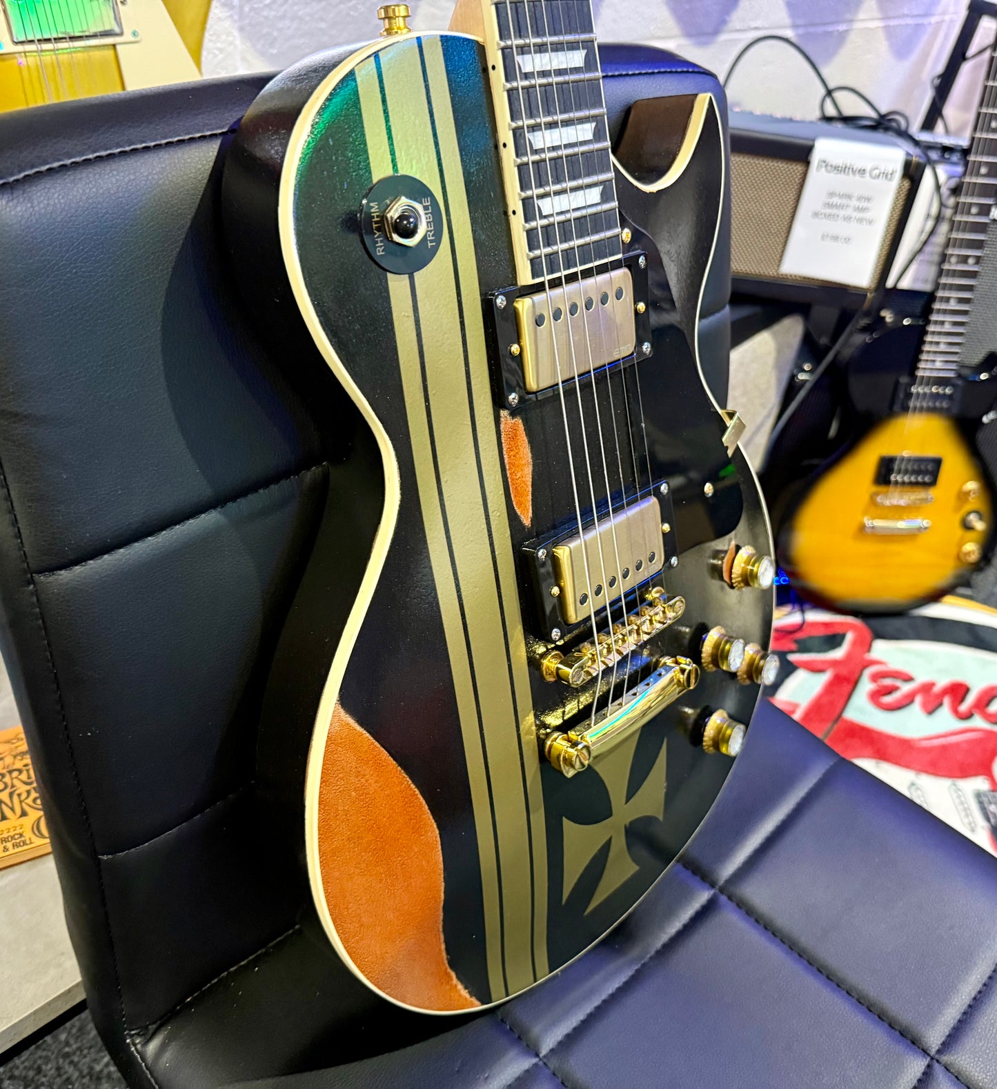 🔥CUSTOM BUILD🔥 James Hetfield Iron Cross Guitar~ Genuine EMG Het set~ESP Style