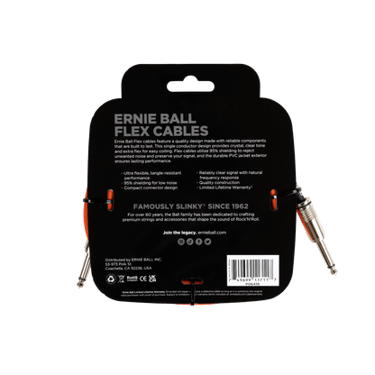 Ernie Ball Flex Instrument Cable- Straight/Straight 10ft- Orange