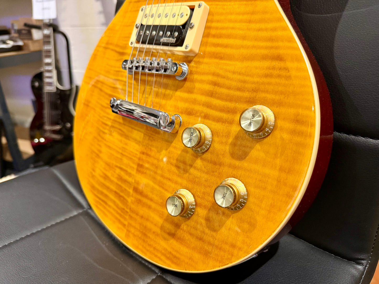 🌟MINT🌟 Vintage V100AFD Flamed Amber Paradise Electric Guitar~ Slash Les Paul!