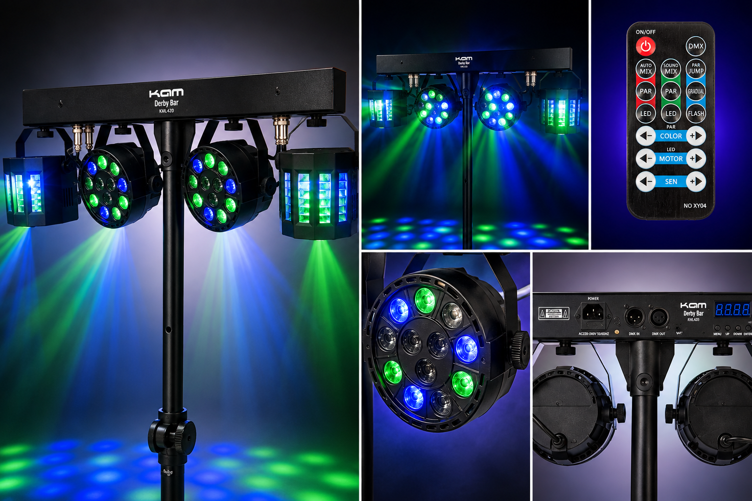 KAM Derby Bar ~ KML420 DJ Disco Party LED Lights + Stand & Remote~ FREE P&P!