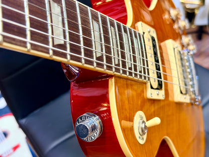🔥B-STOCK🔥 NEW Vintage V100AFD Flamed Amber Paradise Electric Guitar~ Les Paul!