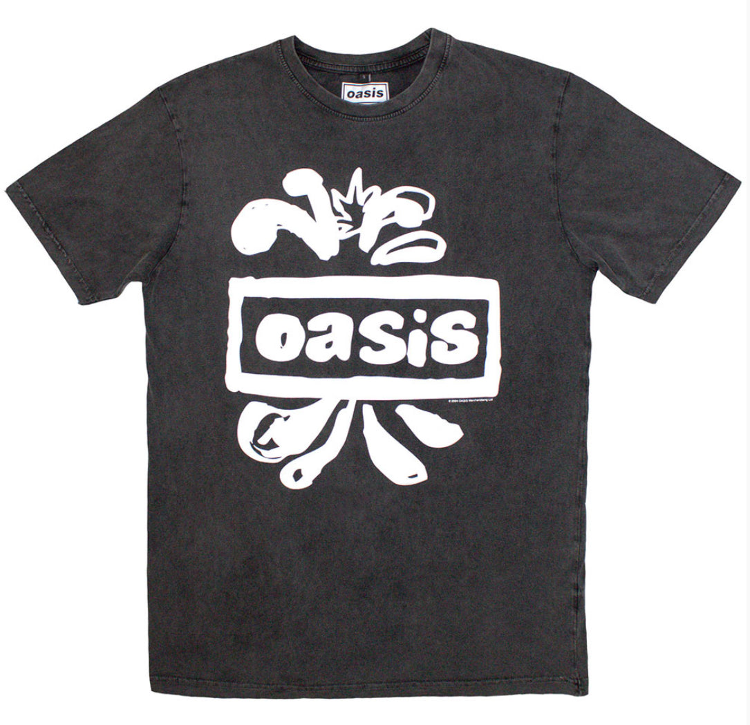 🌟LIMITED EDITION🌟 Oasis Unisex Stone Wash T-Shirt Logo Splat~Men’s/Women’s