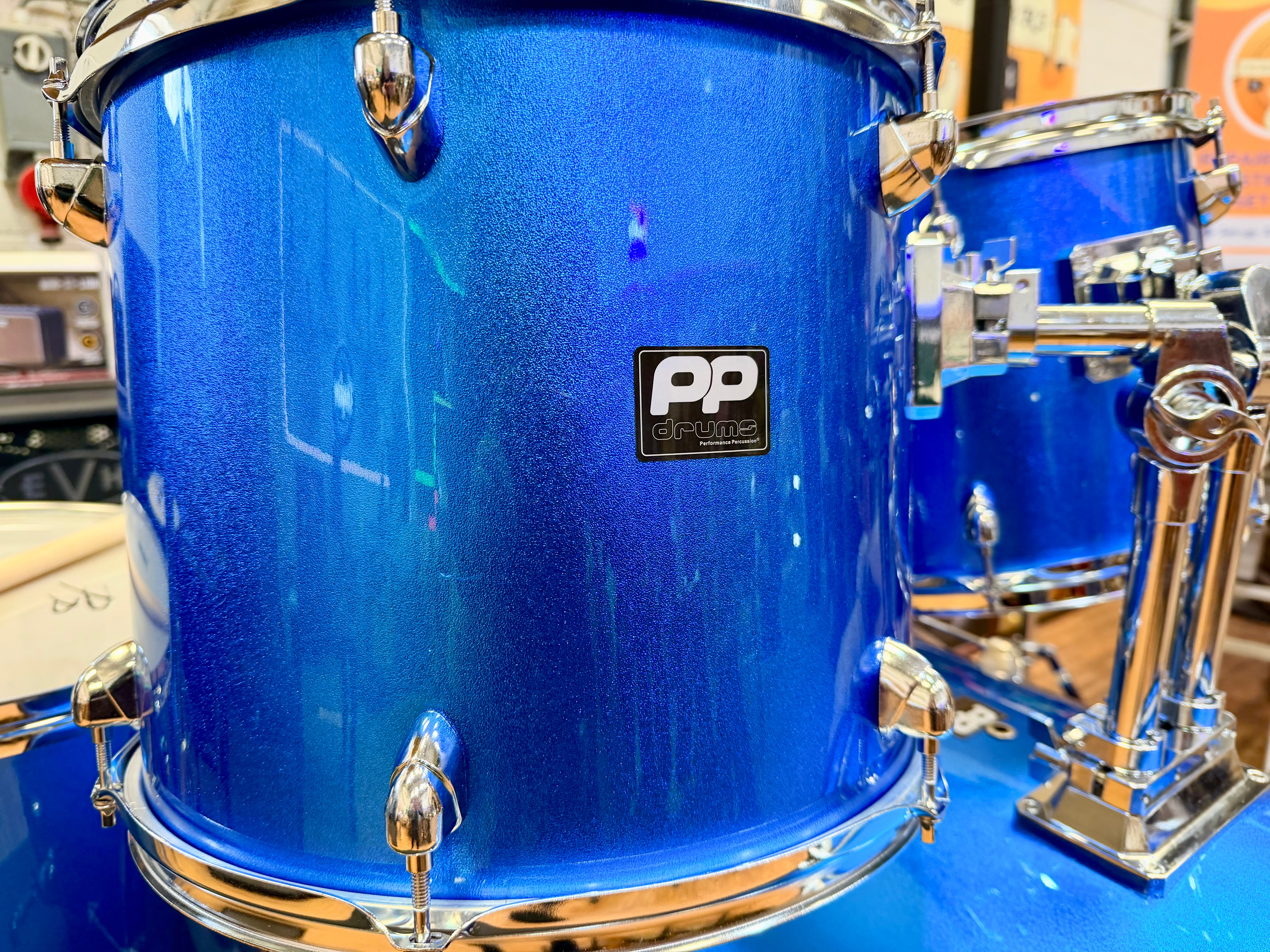 🥁 Performance Percussion PP250 5-Piece Drum Kit~ Metallic Blue Acoustic Set 🥁