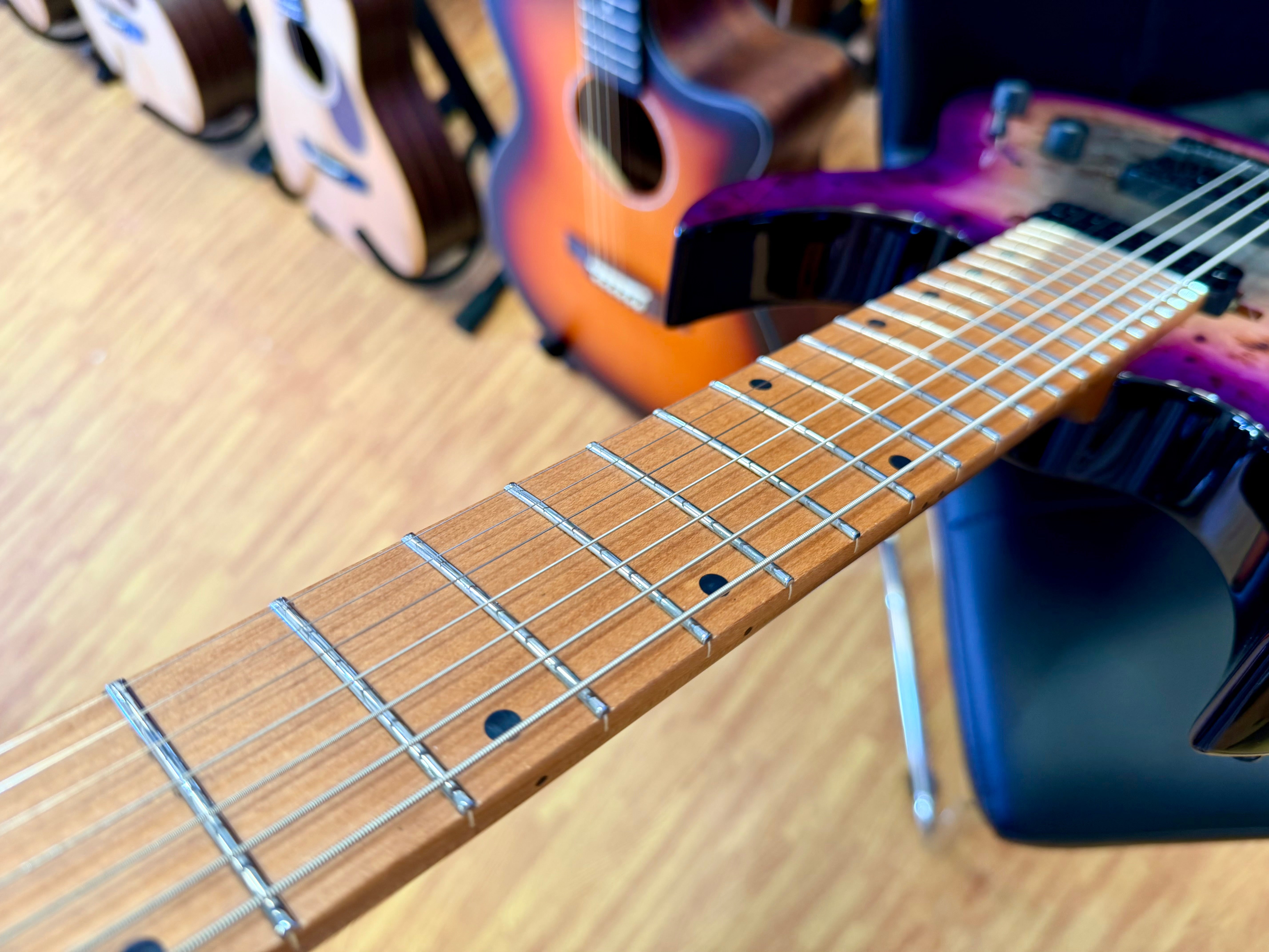 ⚡️NEW⚡️ Spira S-457 7 String Trans Purple~ Poplar Burl Top Electric Guitar~ 2026