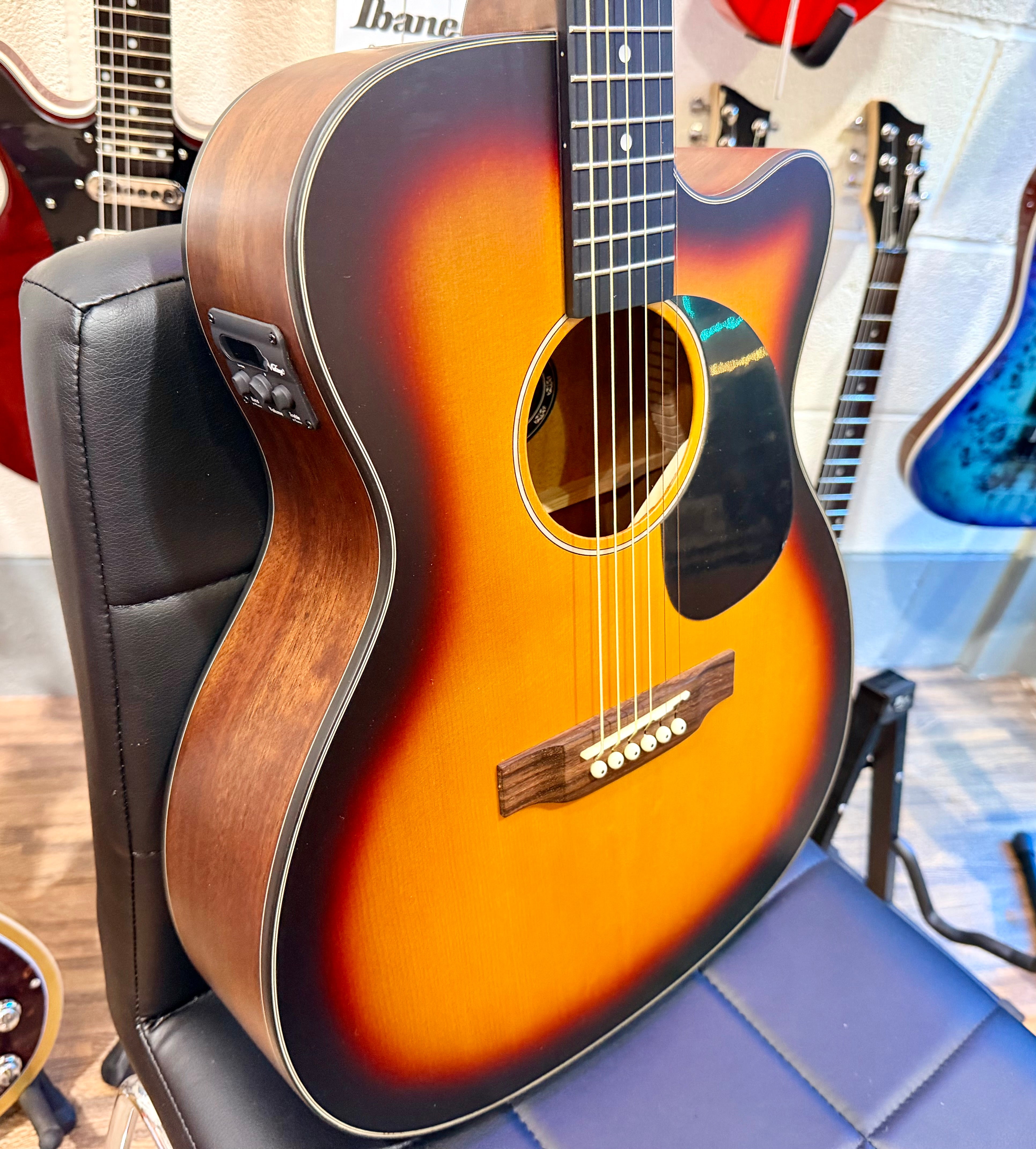 ☀️NEW☀️ Vintage VEC300SB Folk Cutaway Electro-Acoustic Guitar~ Sunburst!