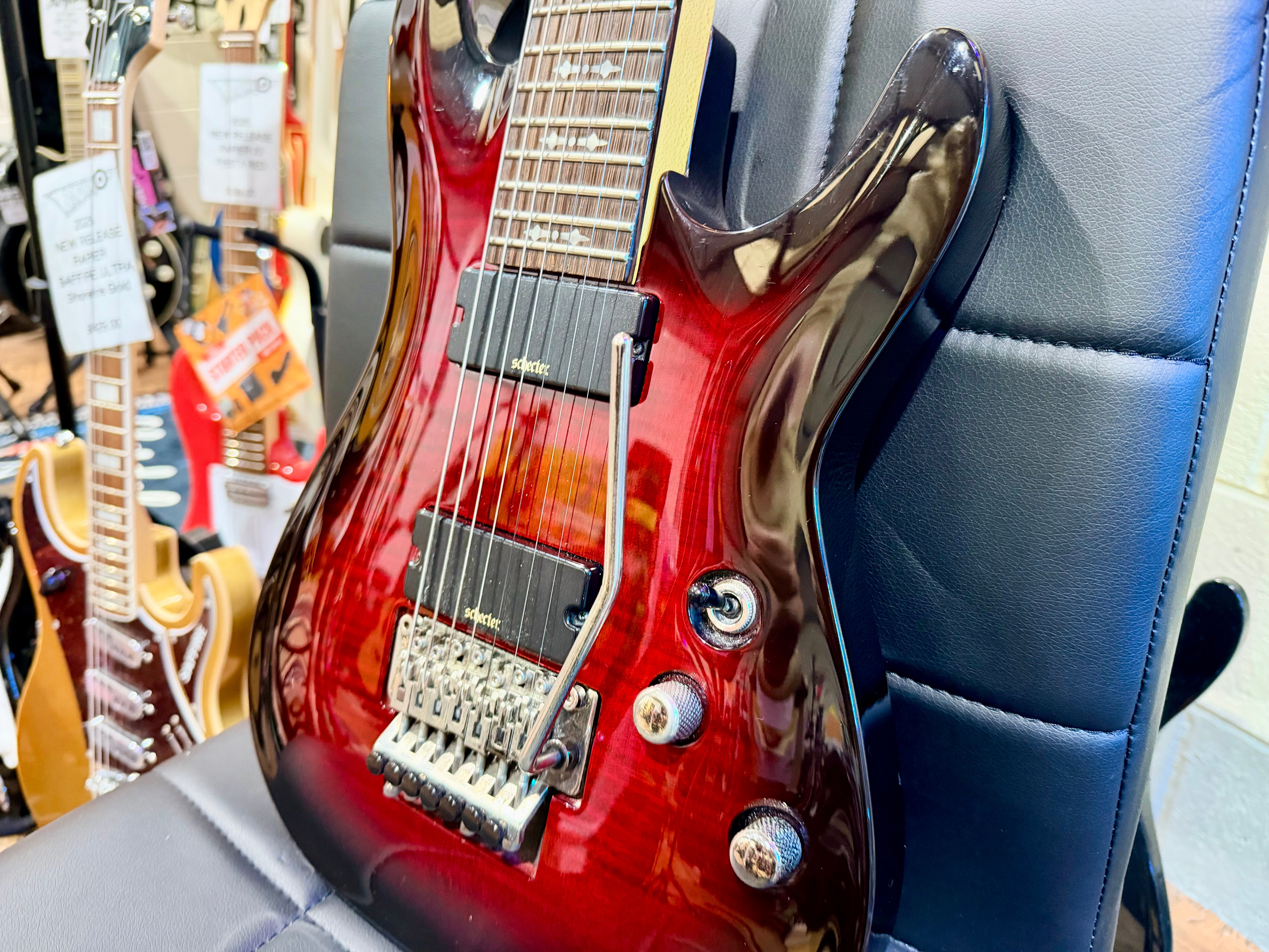 🔥7-STRING🔥 Schecter Demon-7 FR In Crimson Red Burst~ Floyd Rose~ Active~ 2017!