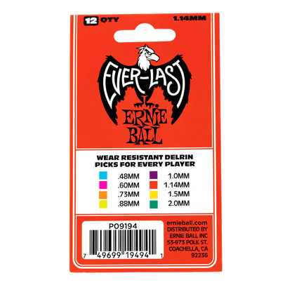 Ernie Ball Everlast Picks- 1.14mm Red 12 Pack
