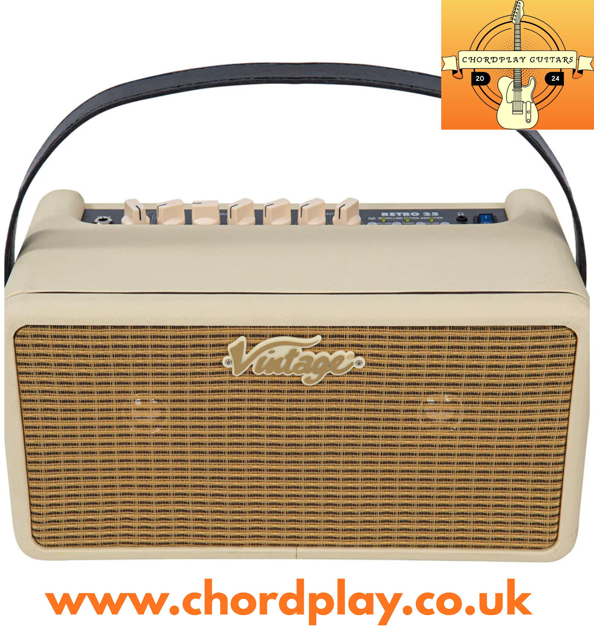 🔥NEW🔥Vintage Retro 25w Guitar Amplifier with DSP + Drum Machine~ Vintage White