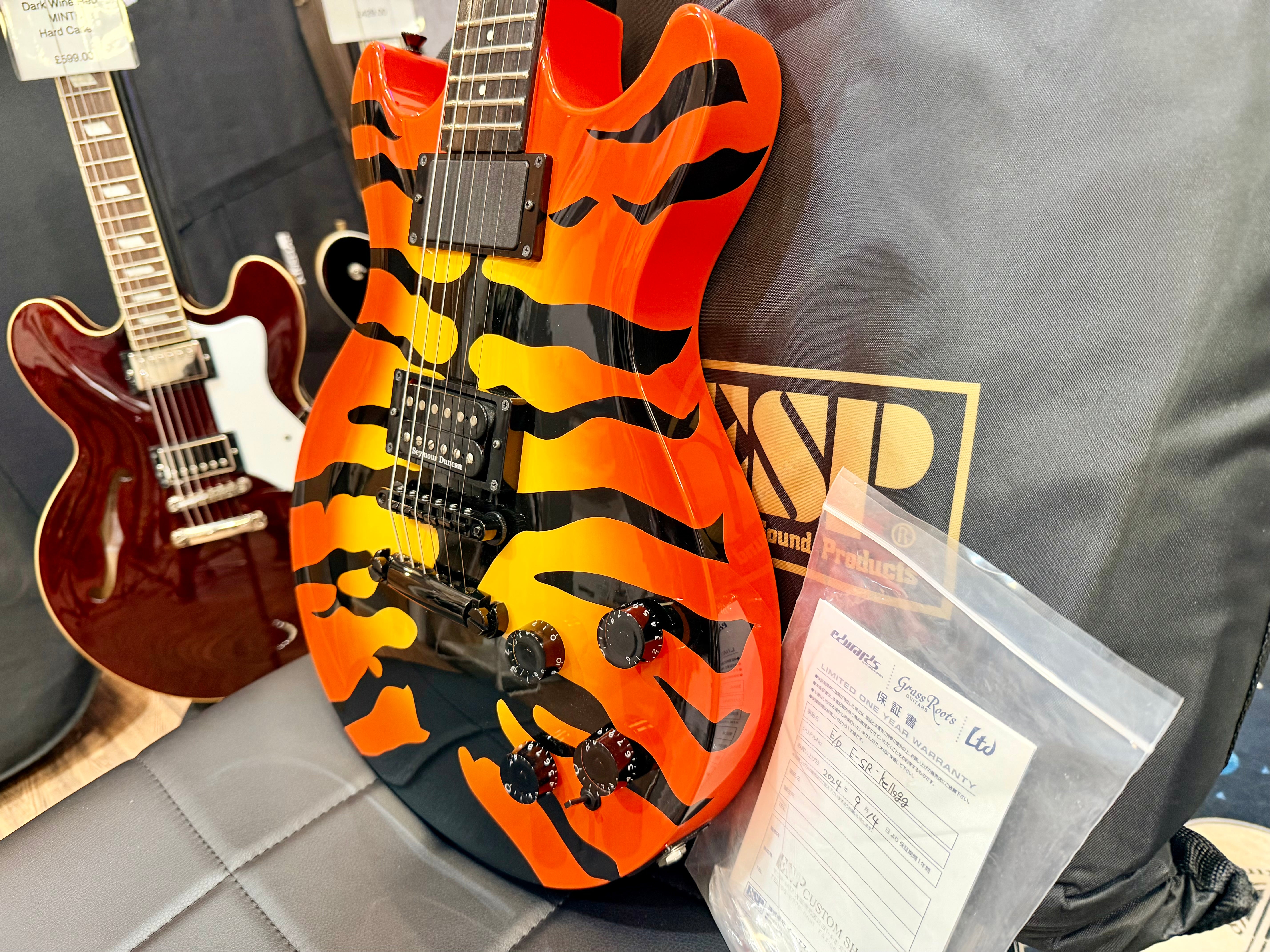 🐯 Edwards ESP E-SR-Kellogg Orange Tiger~ Sukeroku Ken Yokoyama~Made In Japan 🐯