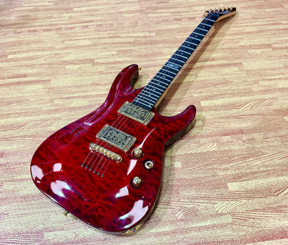 🔥2012🔥 ESP LTD MH-100QM NT See Thru Black Cherry~ Gold Hardware Guyker Lockers
