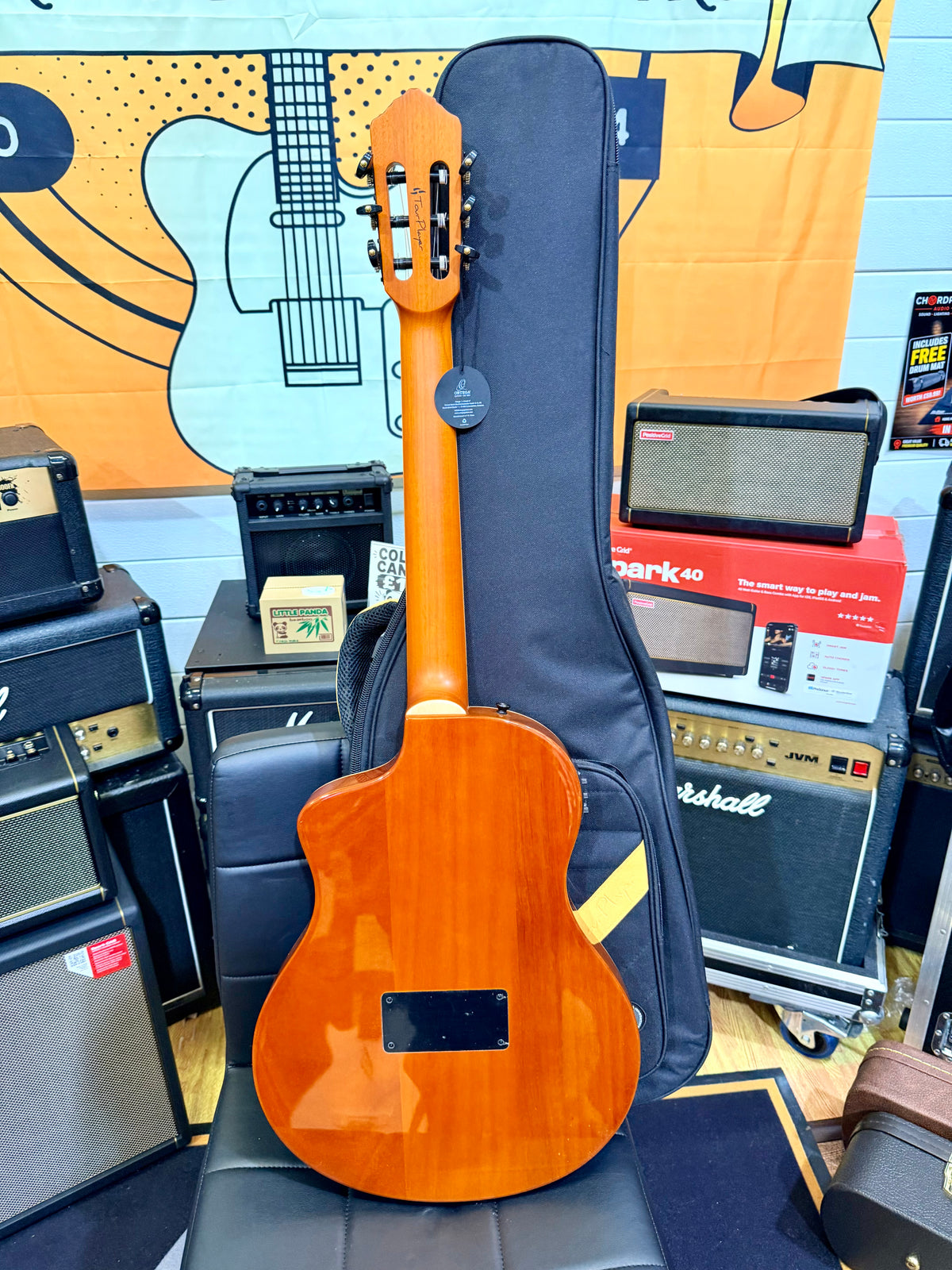 🔥NEW🔥 Ortega TourPlayer Deluxe RTPDLX-FMA Nylon Electro-Acoustic Guitar Blue!