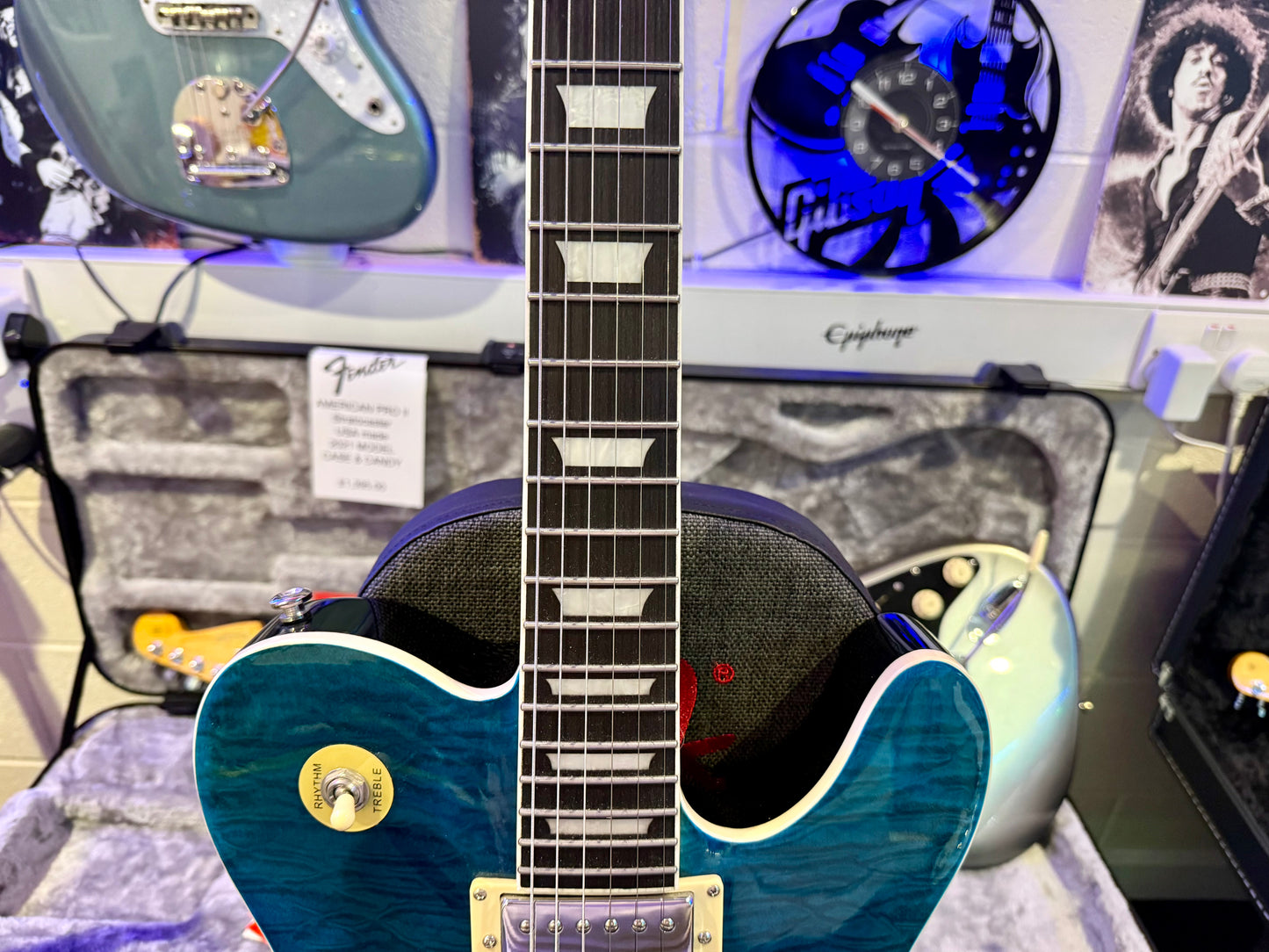 🌟 Jia Lescaster Hybrid Guitar~ Les Paul & Telecaster~Northern Lights Quilted 🌟