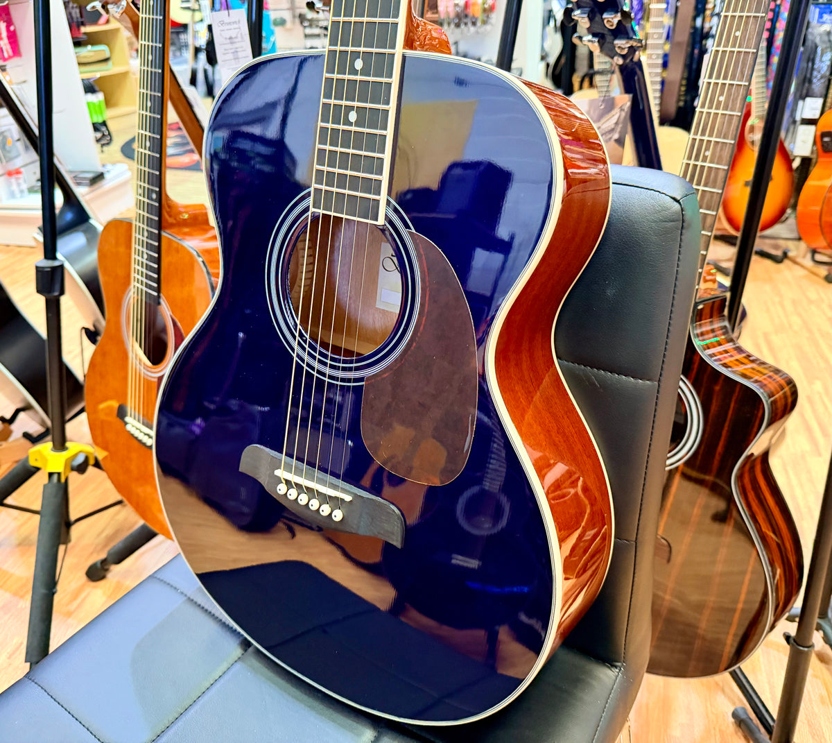 Brunswick BF200BL Mahogany Folk Acoustic Guitar~ Blue Gloss