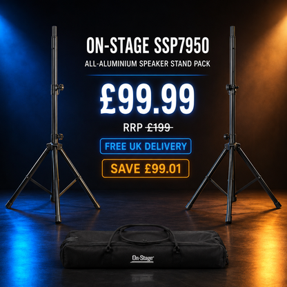 🔥 1/2 PRICE 🔥 On-Stage SSP7950 Pair All Aluminium PA Speaker Stands + Bag