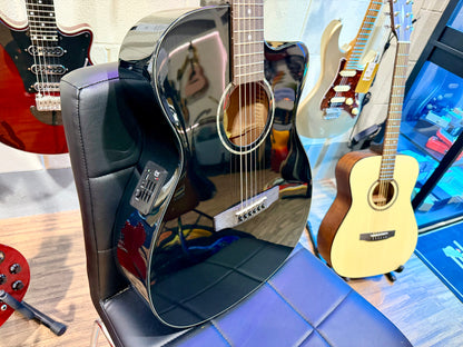 🌟NEW 2025🌟 Cort L60ce Electro Acoustic Guitar~ Gloss Black~ Orchestra Cutaway!