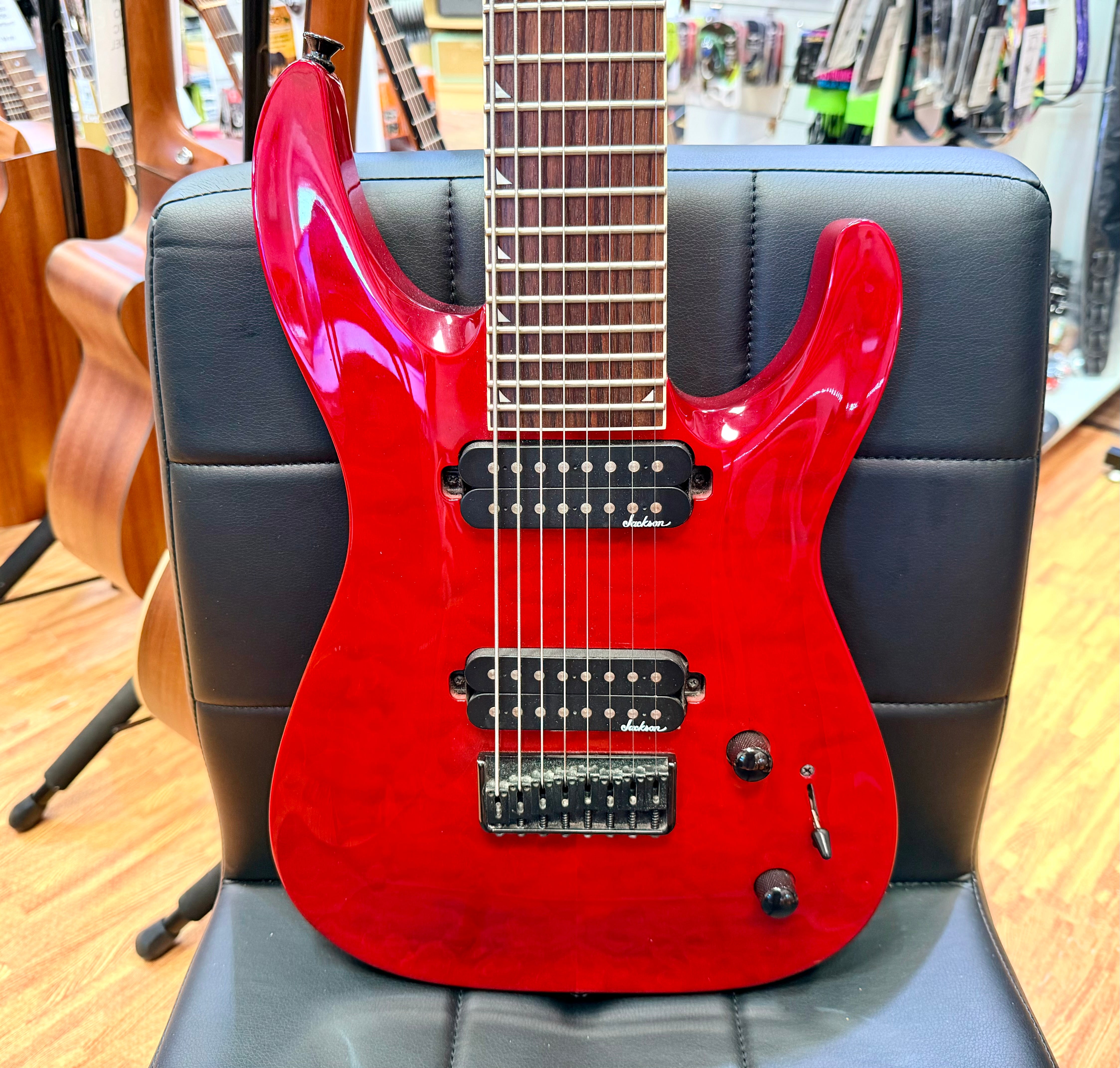 🔥 8- String 🔥 Jackson JS32-8Q Dinky Electric Guitar~ Transparent Red~ Quilted!