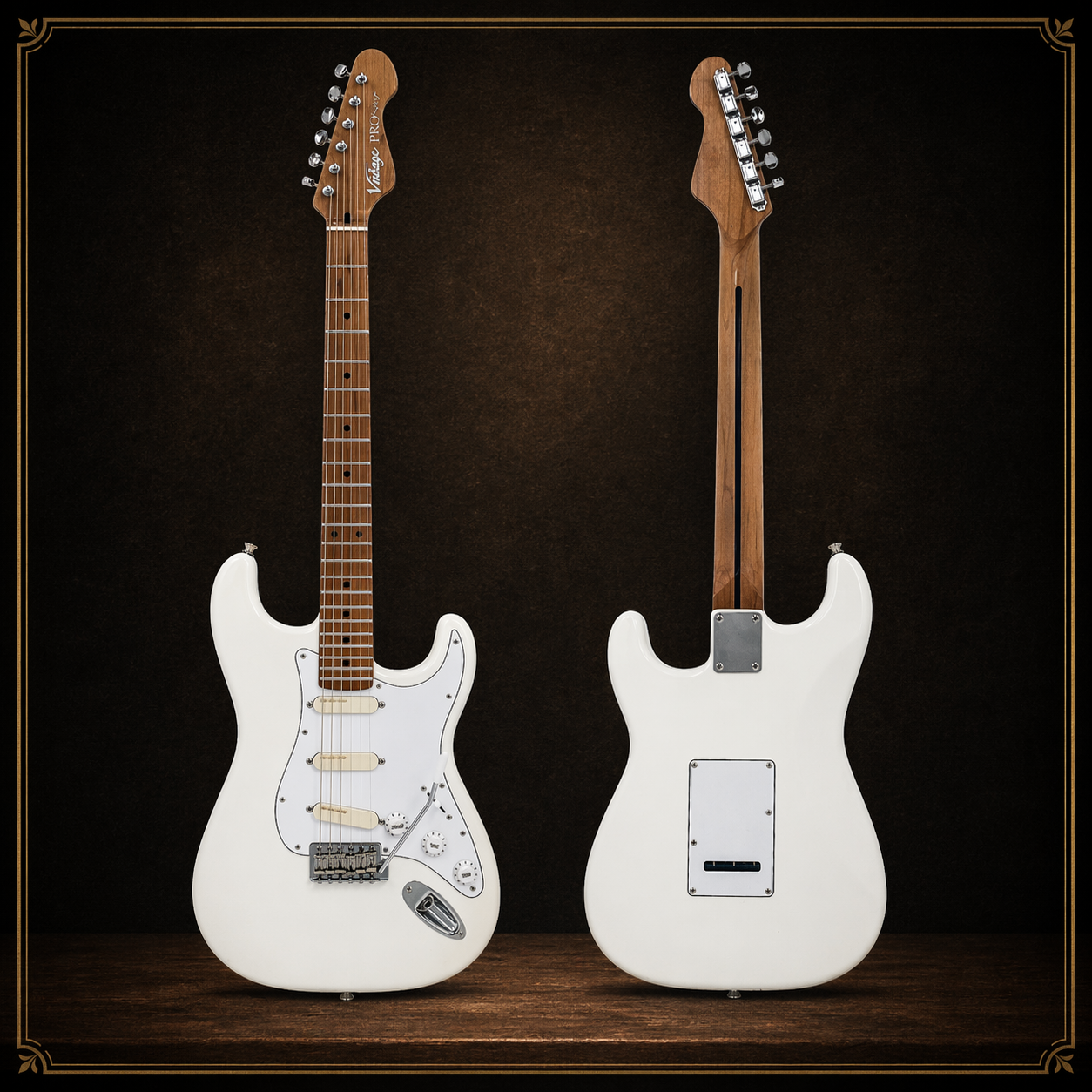 🔥LACE SENSOR🔥 Vintage V6 ProShop Unique Strat~ White~ Roasted Maple~ UK Made!