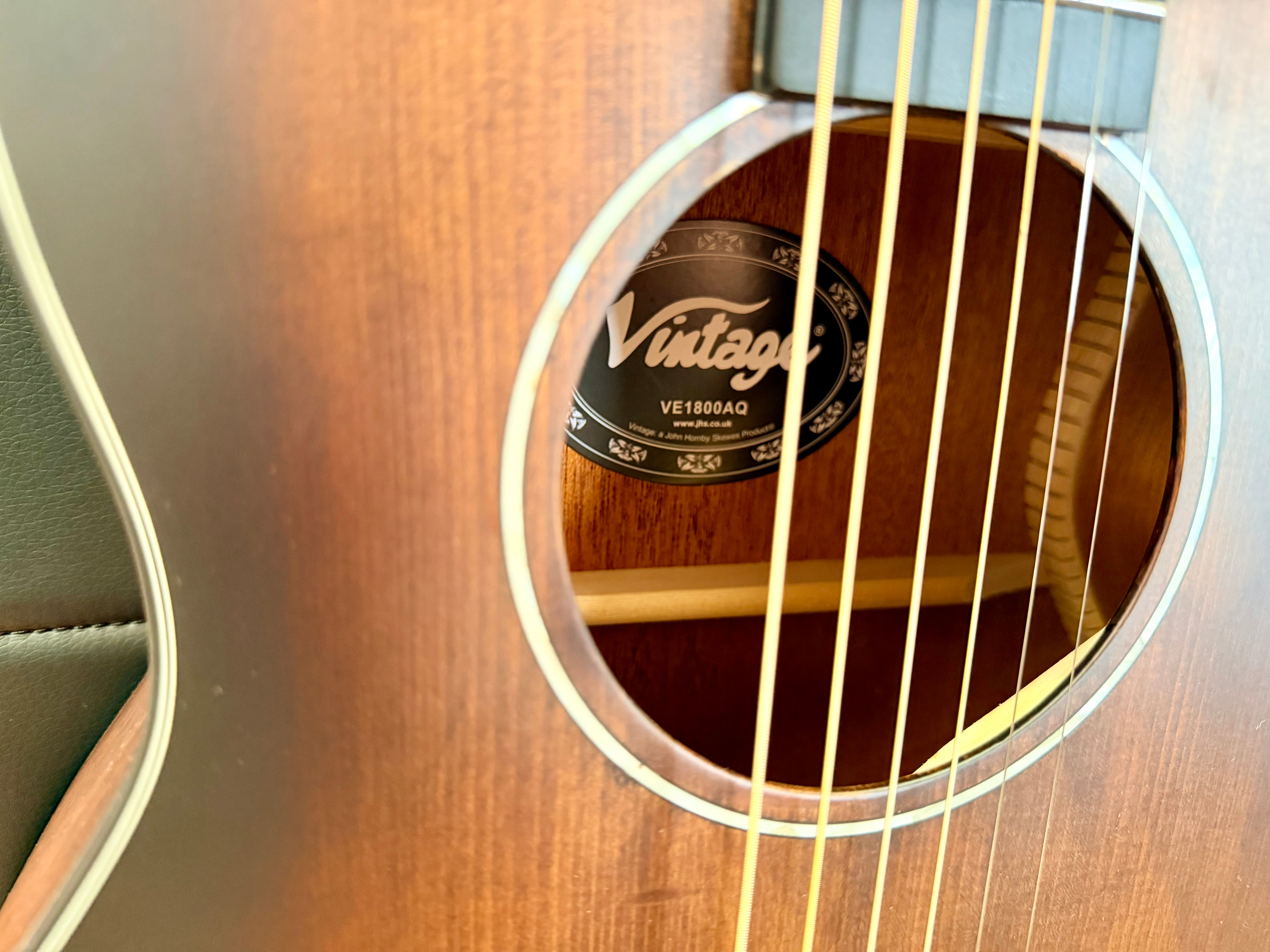 ⚡️NEW⚡️ Vintage VE1800AQ Stage Series Parlour Electro Acoustic Guitar~ Antiqued!