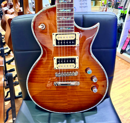 🔥2018🔥 ESP LTD EC-1000 Deluxe Amber Sunburst Electric Guitar + Case~ Abalone!