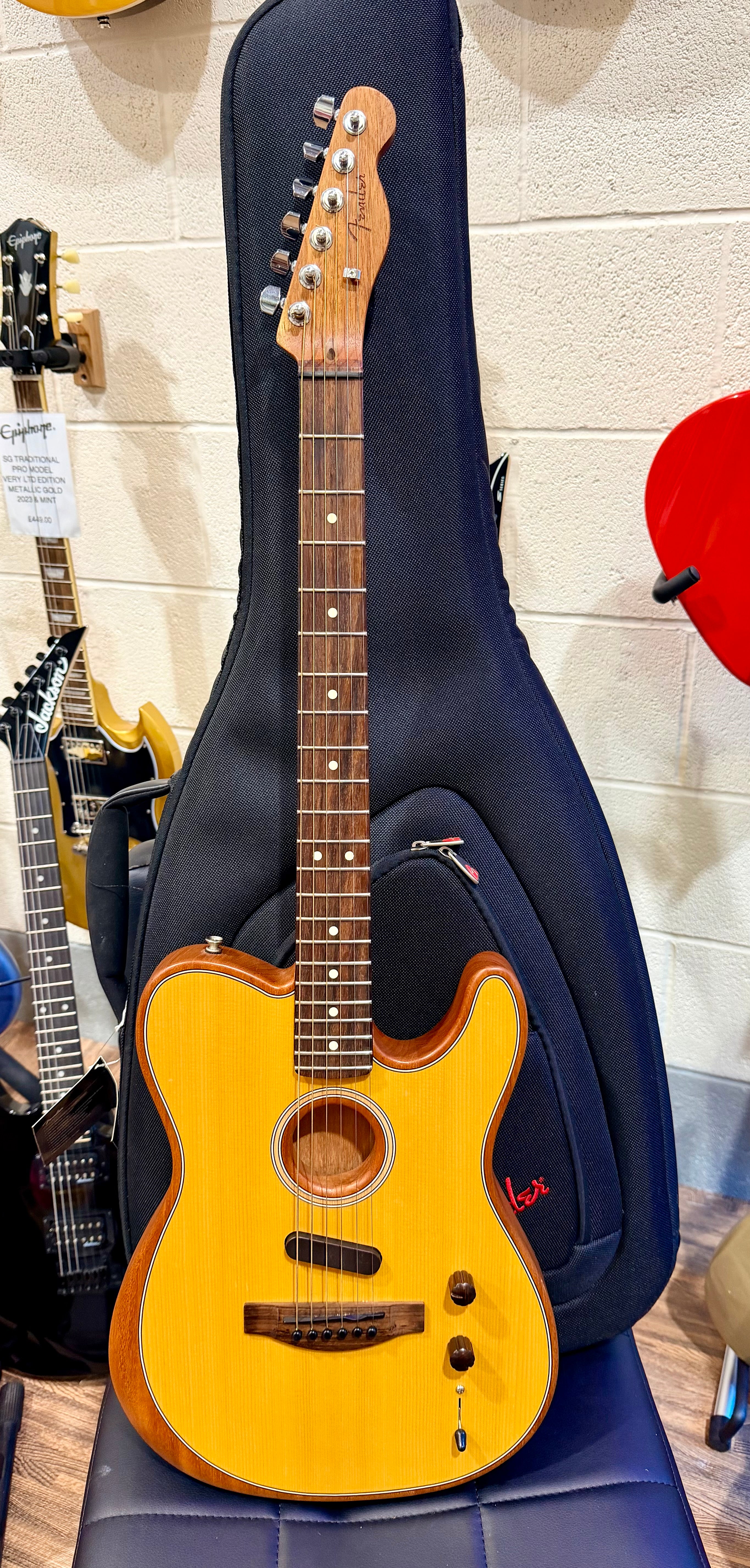 🌟2021🌟 Fender Acoustasonic Player Telecaster~ Butterscotch Aged Natural + Bag!