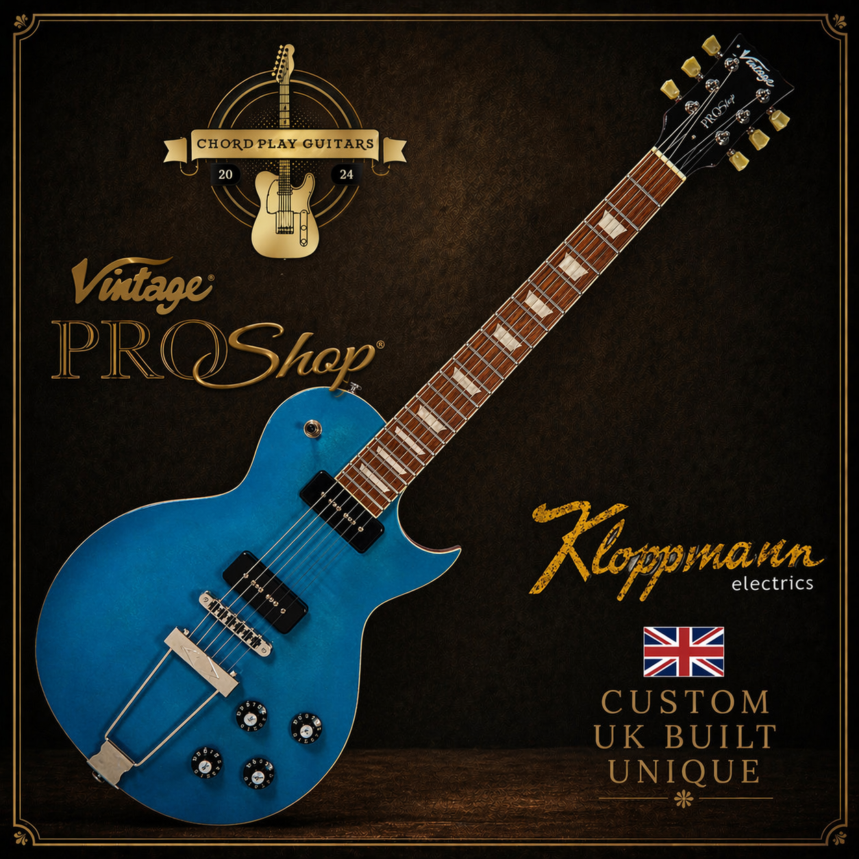 🔥 KLOPPMANN P90’s 🔥 Vintage V100 ProShop Unique~ Satin Teal Blue Les Paul 🇬🇧