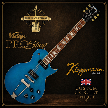 🔥 KLOPPMANN P90’s 🔥 Vintage V100 ProShop Unique~ Satin Teal Blue Les Paul 🇬🇧