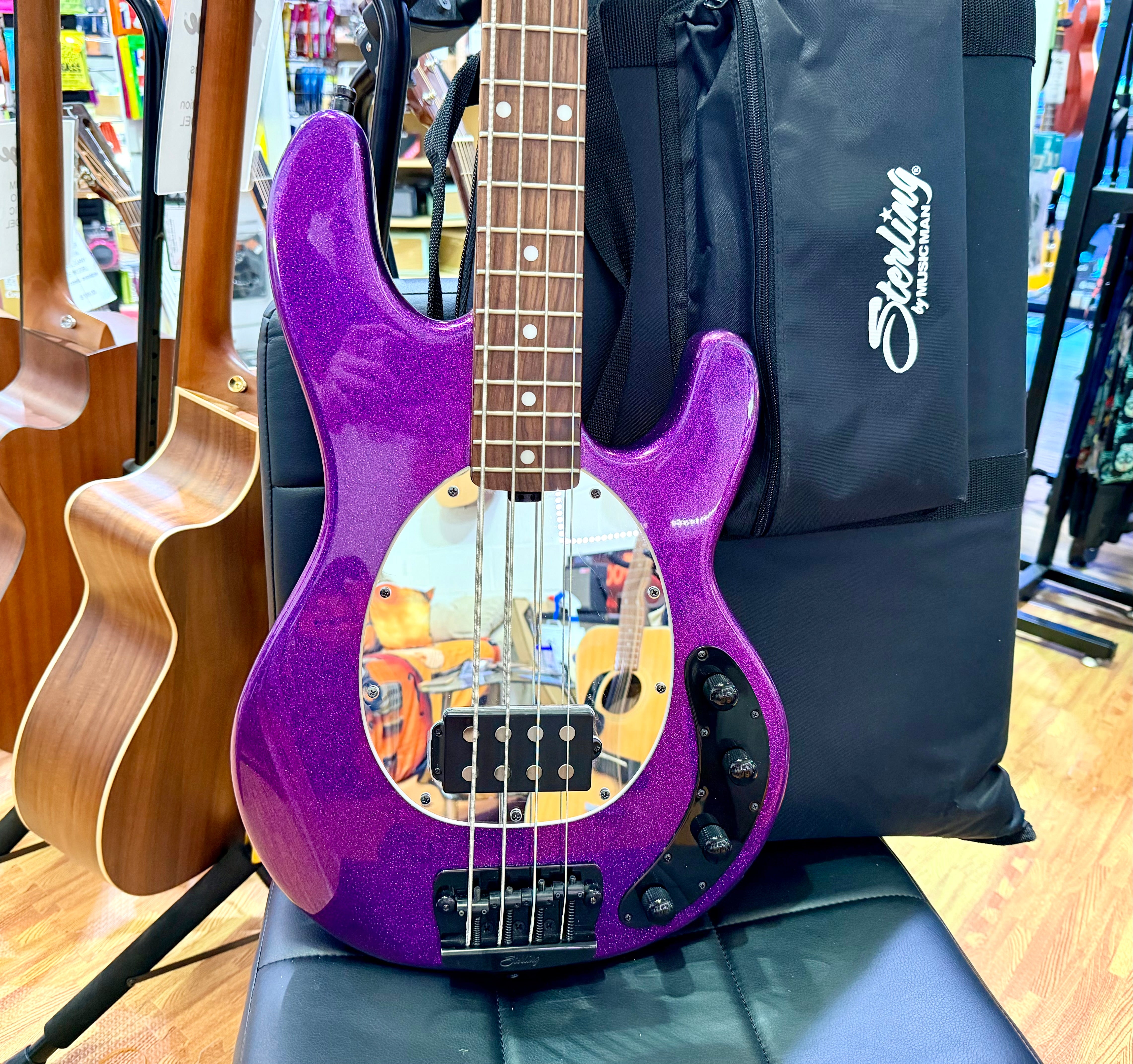 ✨2024✨ Sterling Music Man StingRay RAY34~ Purple Sparkle~ Electric Bass + Bag!