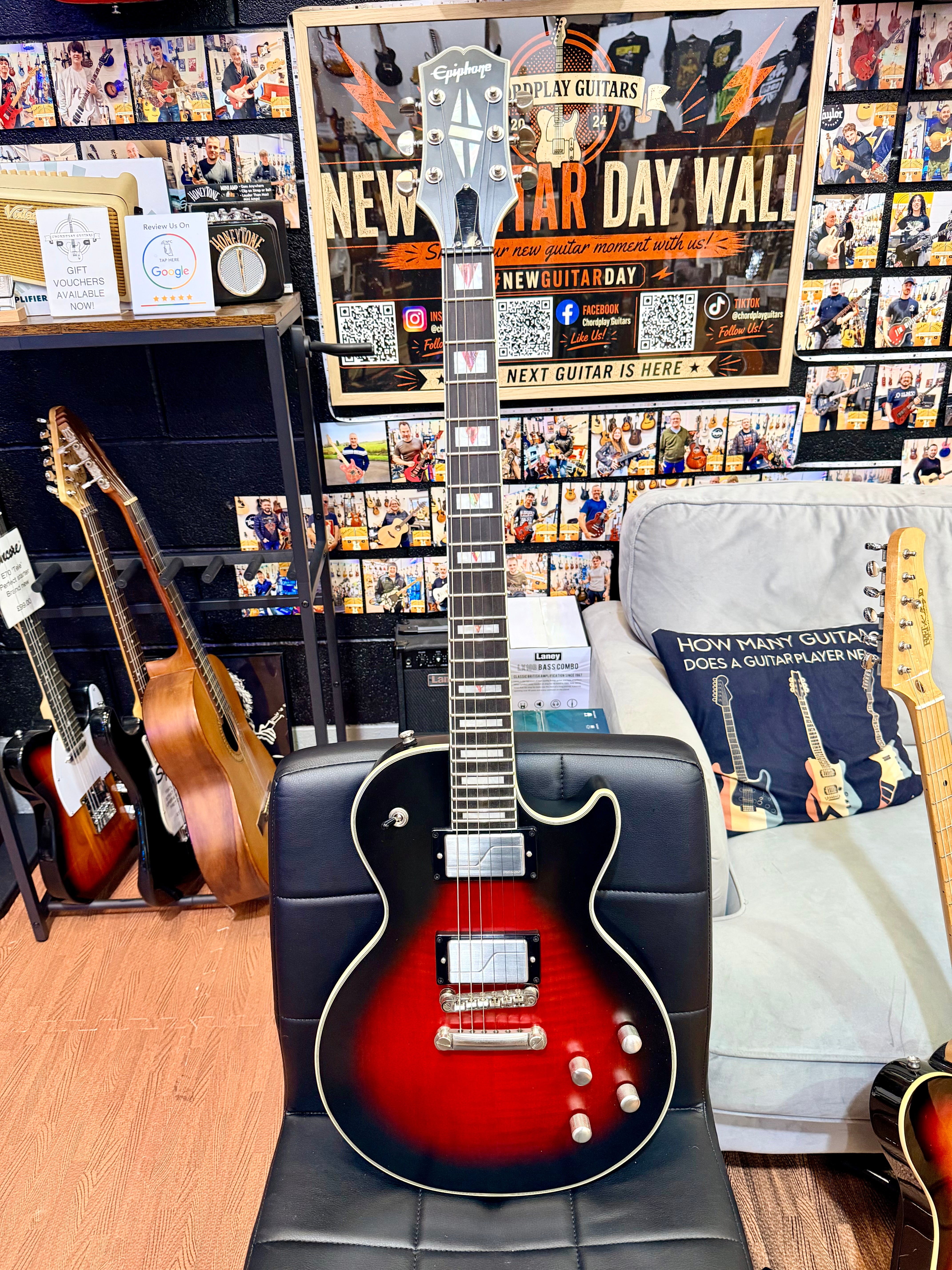🔥2022🔥 Epiphone Les Paul Prophecy~ Red Tiger Aged Gloss~ Active Fishman P’ups!
