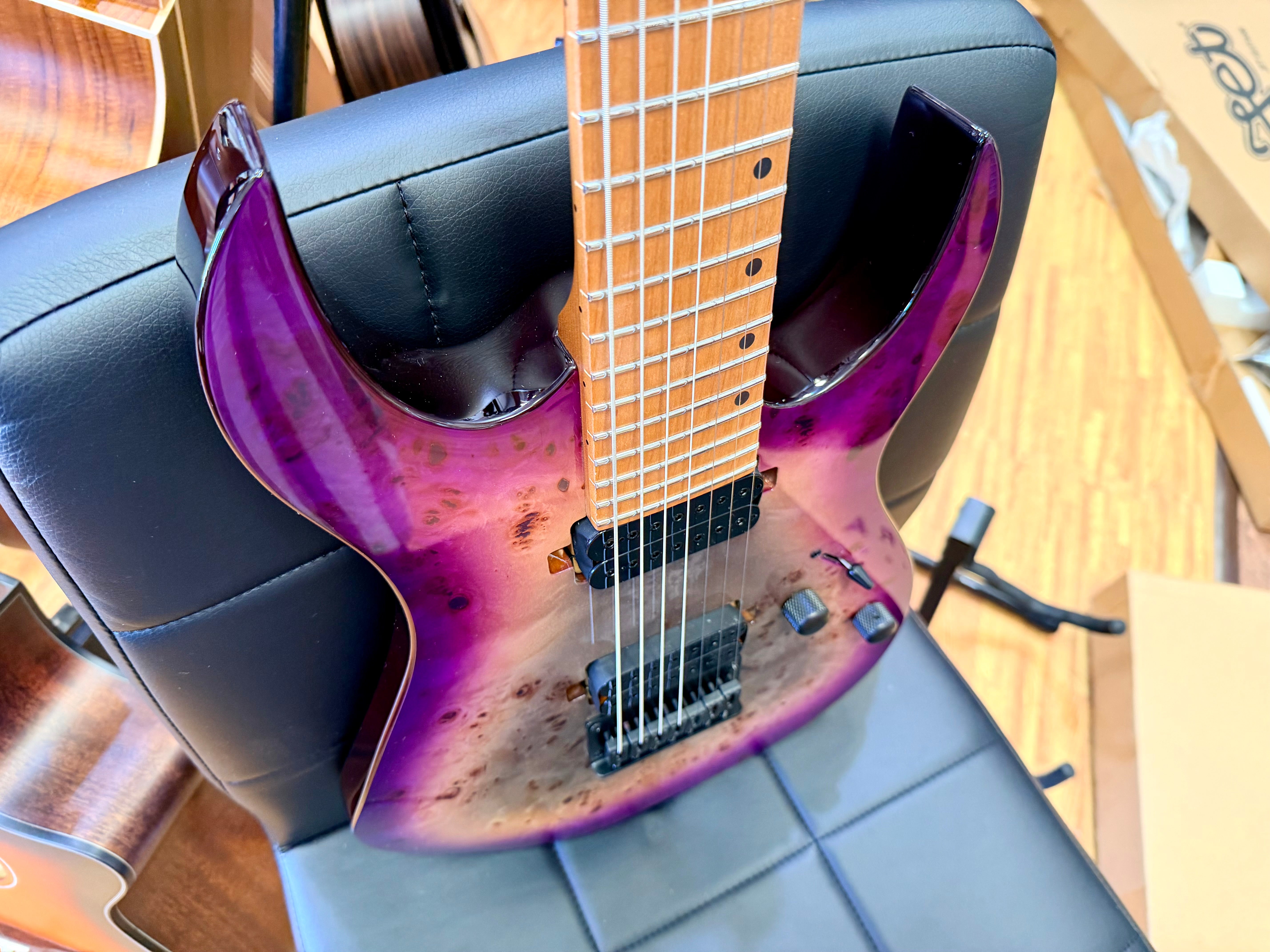 ⚡️NEW⚡️ Spira S-457 7 String Trans Purple~ Poplar Burl Top Electric Guitar~ 2026