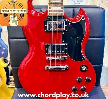 🍒 Vintage VS6 Reissued Electric Guitar~ Cherry Red~ SG Style 🍒