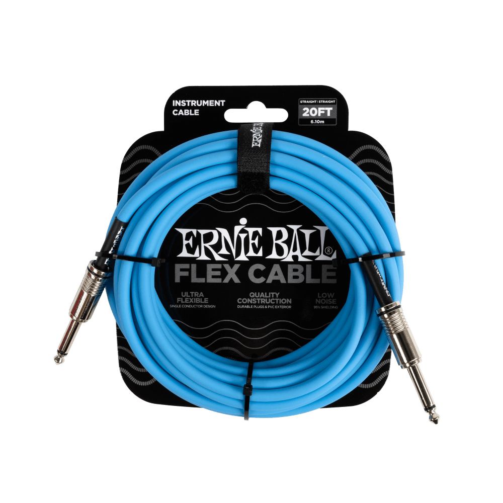 Ernie Ball Flex Instrument Cable- Straight/Straight 20ft- Blue