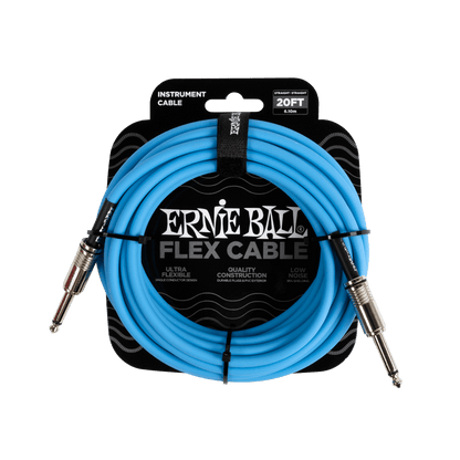 Ernie Ball Flex Instrument Cable- Straight/Straight 20ft- Blue
