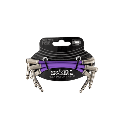 Ernie Ball Flex Patch Cable 3in- Pack of 3 Purple