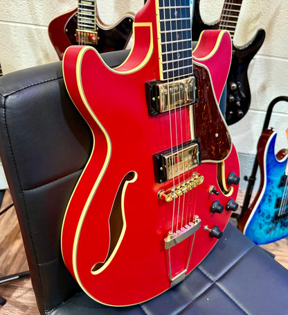 🌟2022 EX-DEMO🌟 Ibanez AMH90-CRF Artcore Expressionist~ Cherry Red Flat~ MINT!